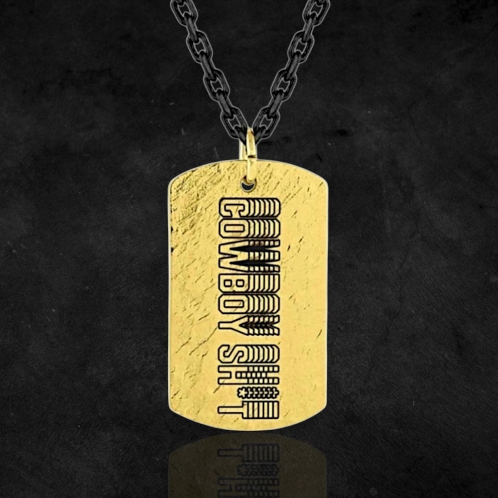 Montana Silversmiths‎ Men's Cowboy Sh*t 24K Gold Dog Tag Necklace MSRP $70 NEW